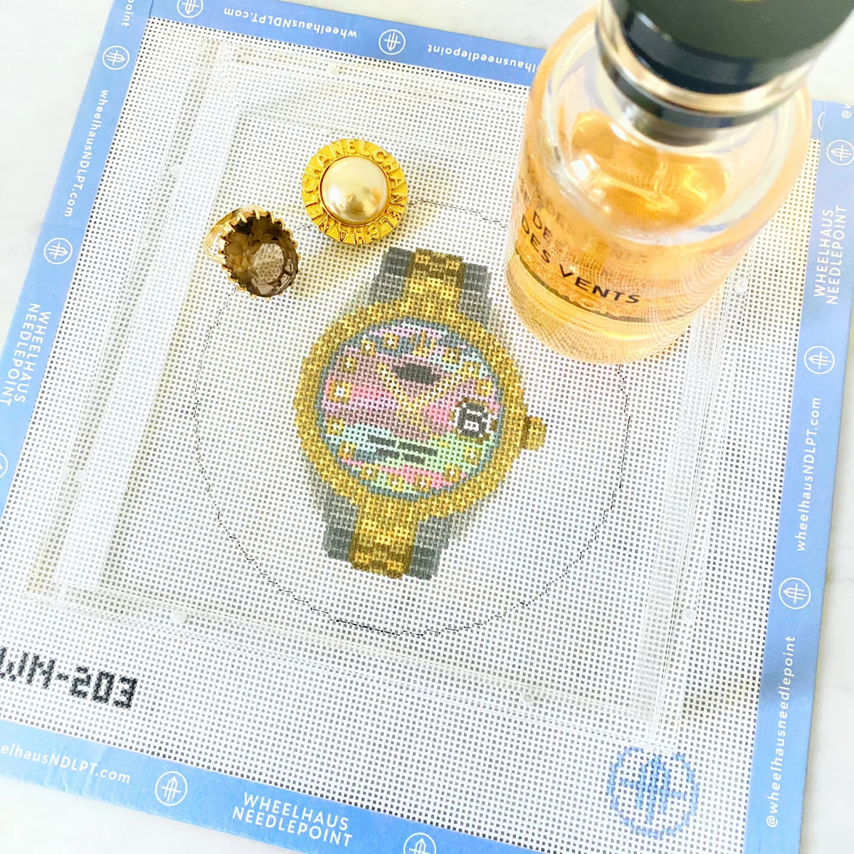 Lady of the Hour Watch Round Needlepoint Canvas