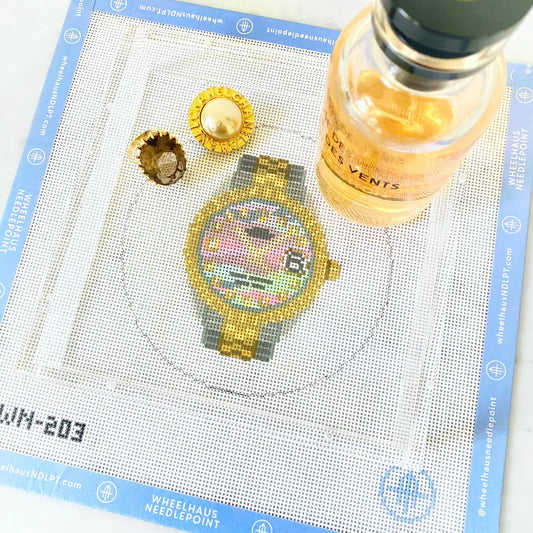 Lady of the Hour Watch Round Needlepoint Canvas