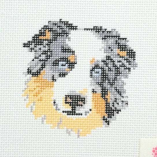 Australian Shepherd Dog Needlepoint Canvas