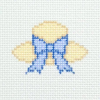 Mini Blue Bow Nantucket Hat Needlepoint Canvas
