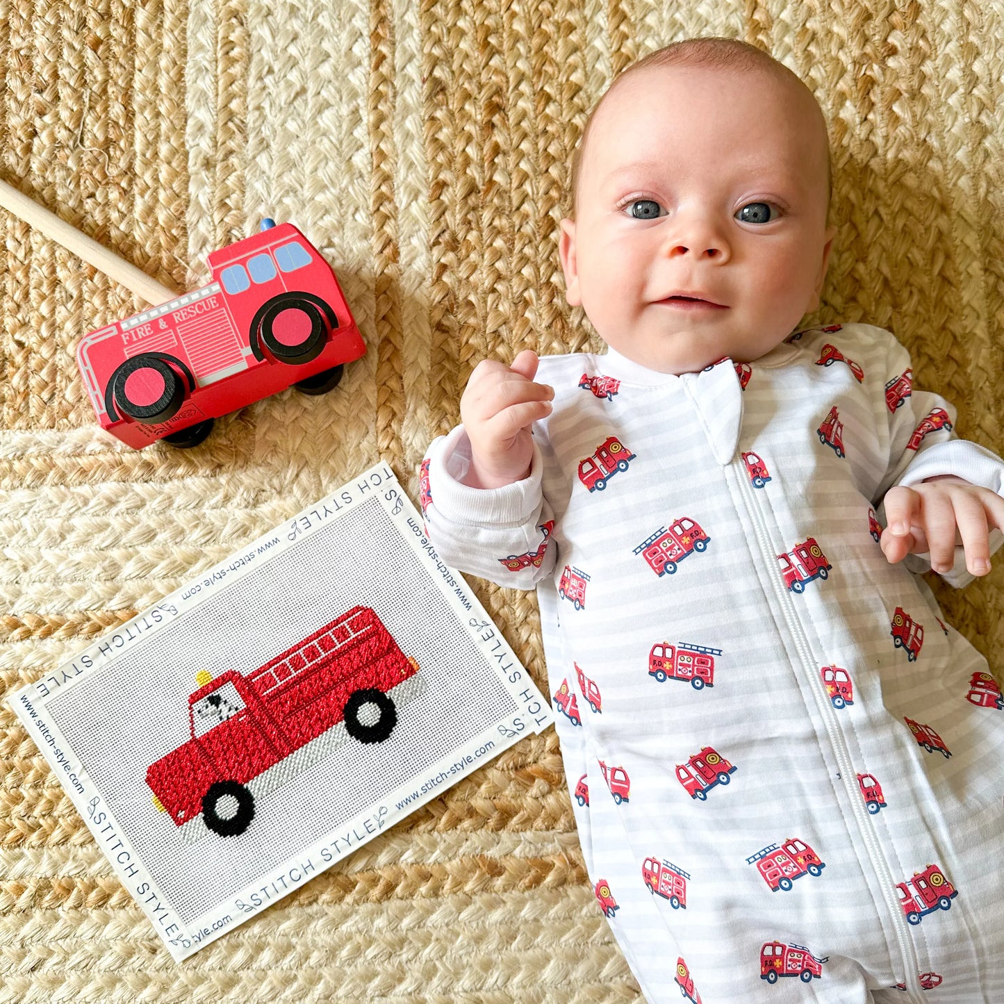 Dalmatian in Fire Truck Needlepoint Canvas & Stitch Guide