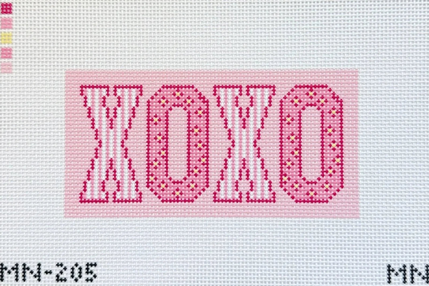 XOXO Pink Block Letters Needlepoint Canvas