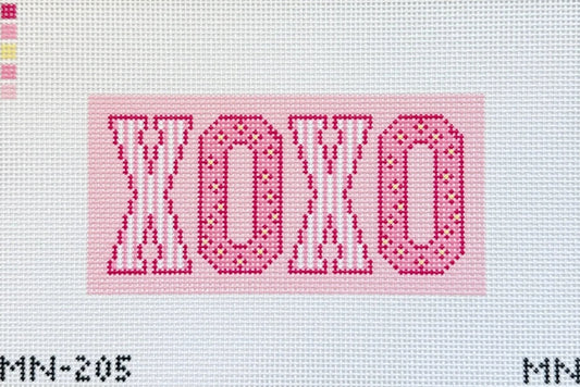 XOXO Pink Block Letters Needlepoint Canvas
