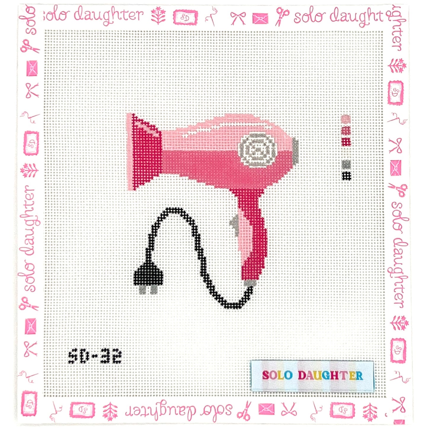 Pink Hair Dryer Needlepoint Canvas