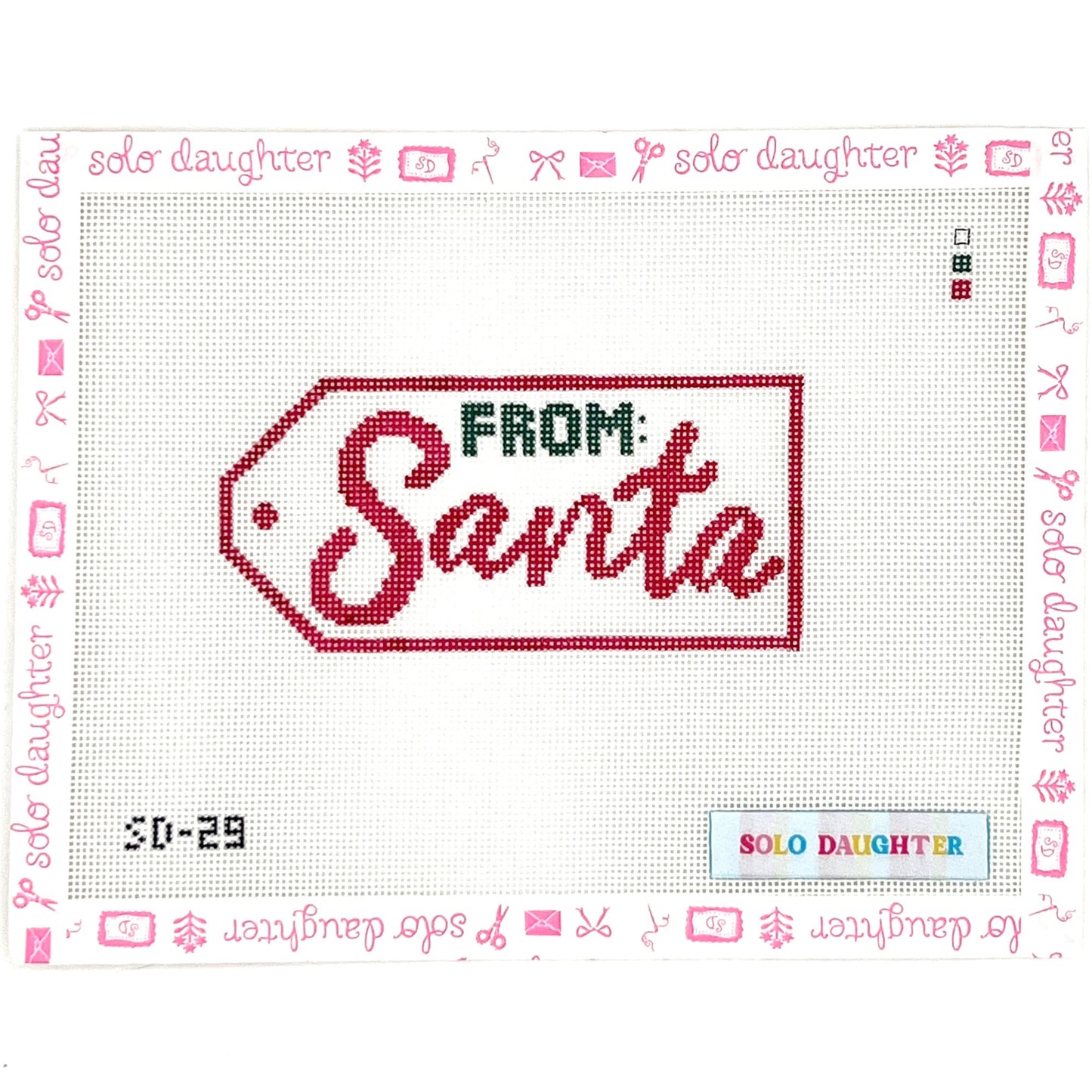 From Santa Gift Tag Needlepoint Canvas