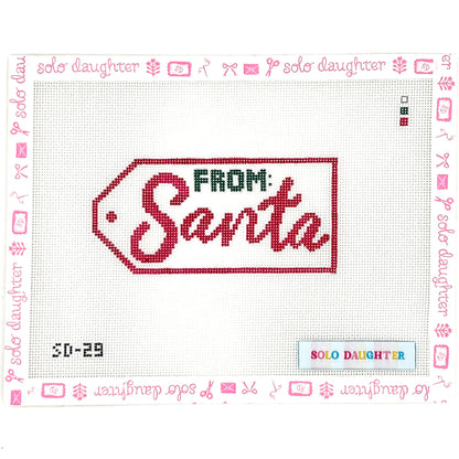From Santa Gift Tag Needlepoint Canvas
