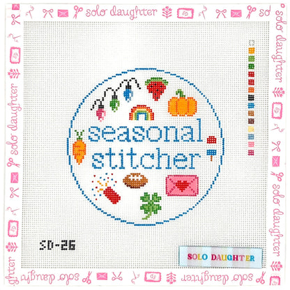 Seasonal Stitcher Round Needlepoint Canvas