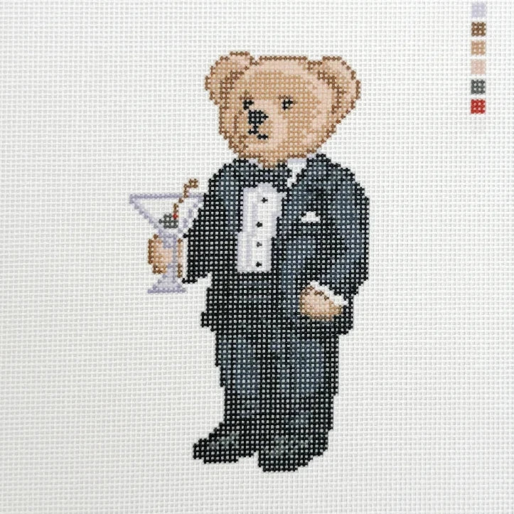 Martini Bear Needlepoint Canvas