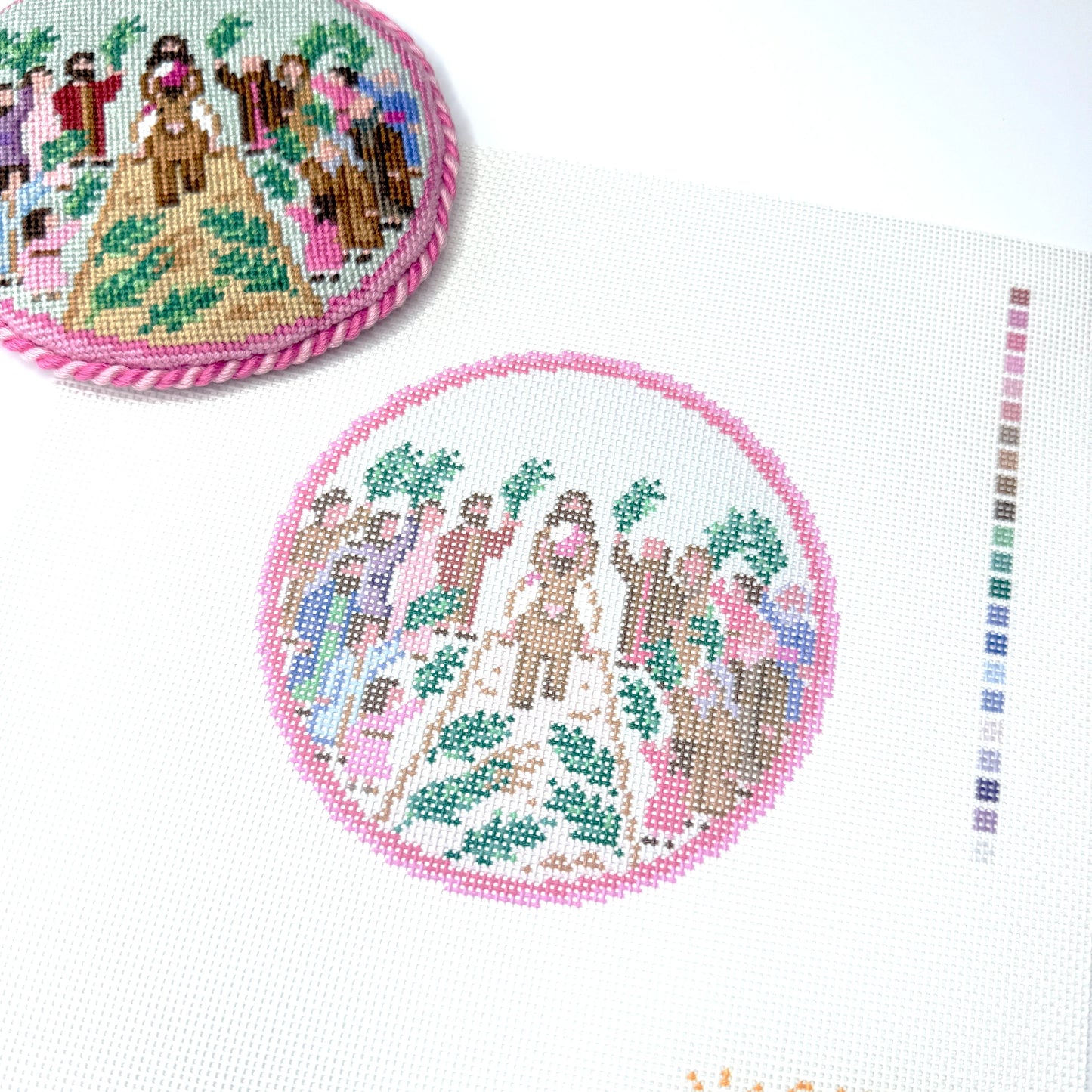 Palm Sunday Round Needlepoint Canvas