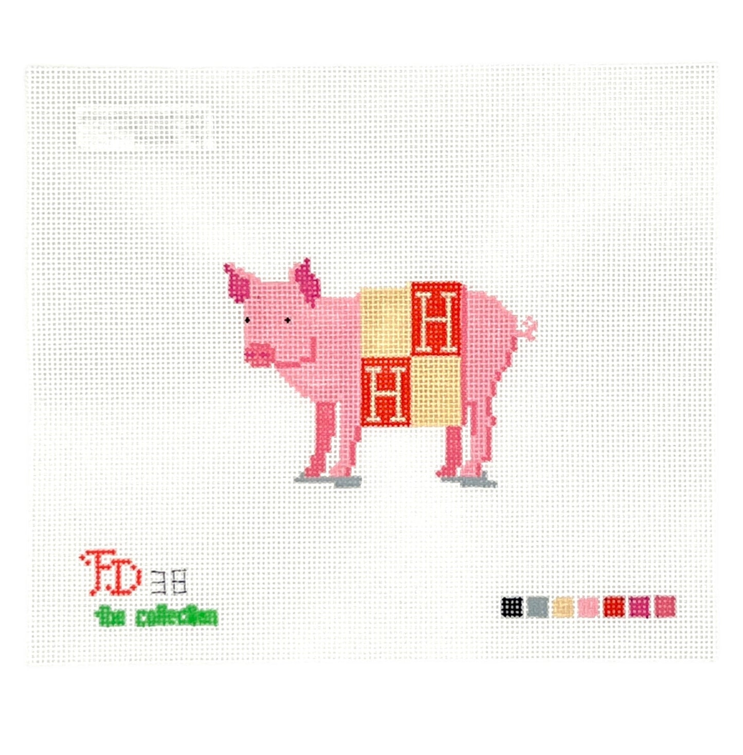 Pig in a Blanket Needlepoint Canvas