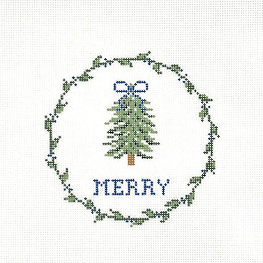 Merry Bow Tree Needlepoint Canvas