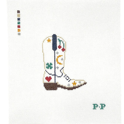 Customizable Lucky Girl Cowboy Boot Needlepoint Canvas