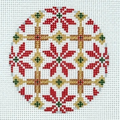 Poinsettia Round 13M Needlepoint Canvas