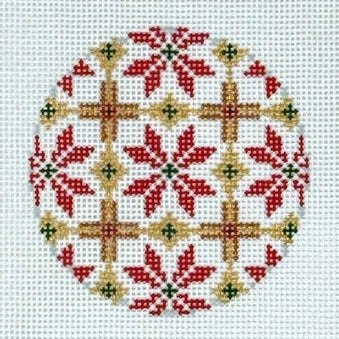 Poinsettia Round 18M Needlepoint Canvas