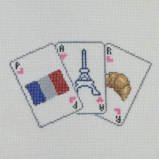 Paris Playing Cards Needlepoint Canvas