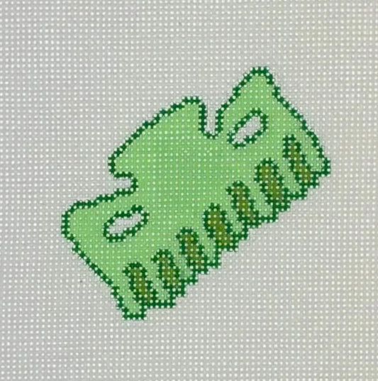 Mini Green Hair Clip Needlepoint Canvas