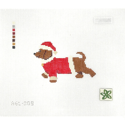 Santa Dachshund Needlepoint Canvas