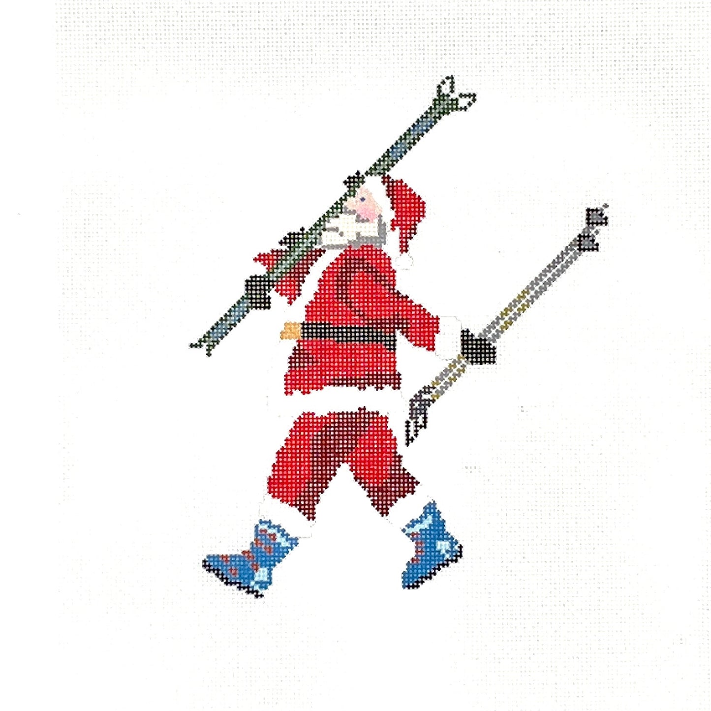 Santa Skier Needlepoint Canvas