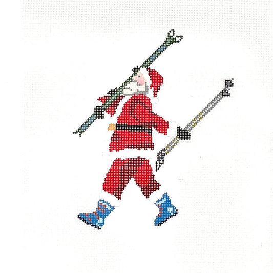 Santa Skier Needlepoint Canvas