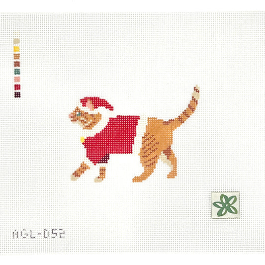 Santa Orange Cat Needlepoint Canvas