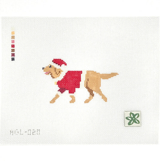 Santa Golden Retriever Needlepoint Canvas