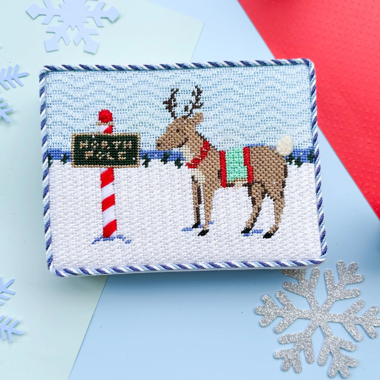 Reindeer and North Pole Needlepoint Canvas & Stitch Guide