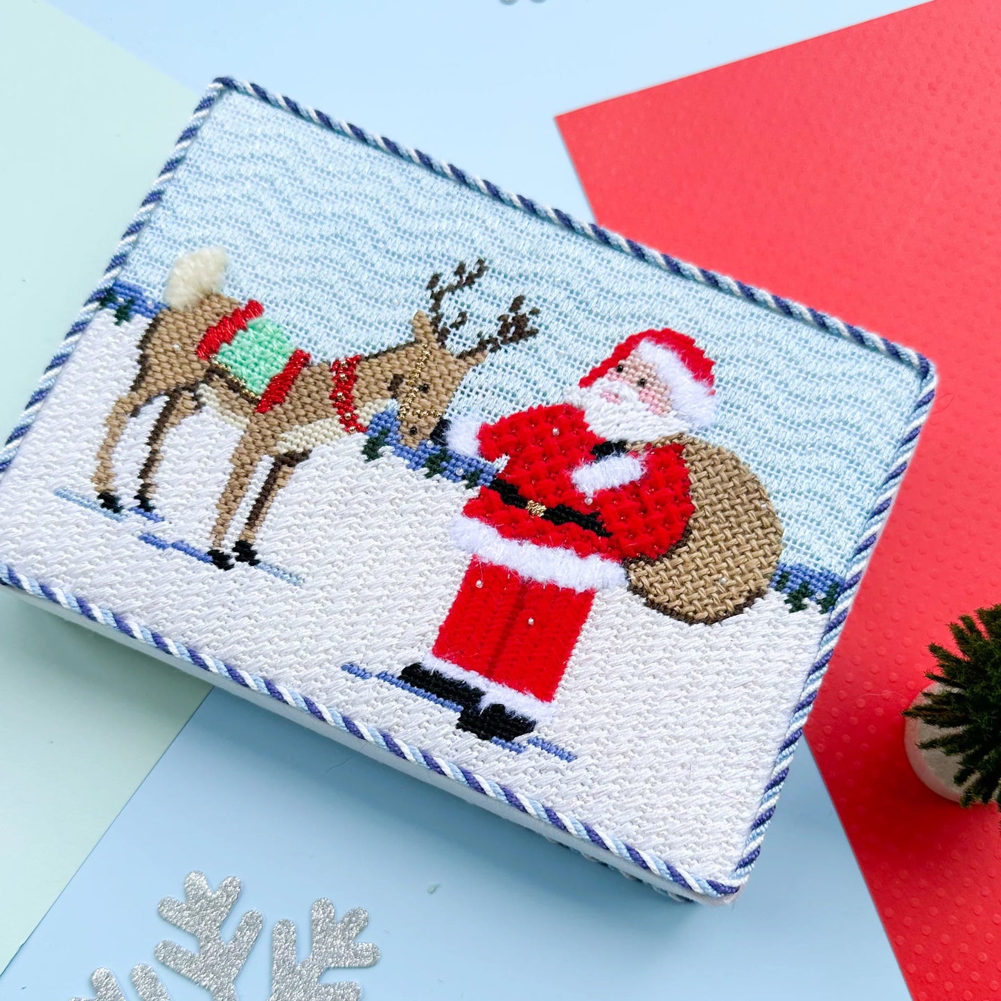 Reindeer and Santa Needlepoint Canvas & Stitch Guide