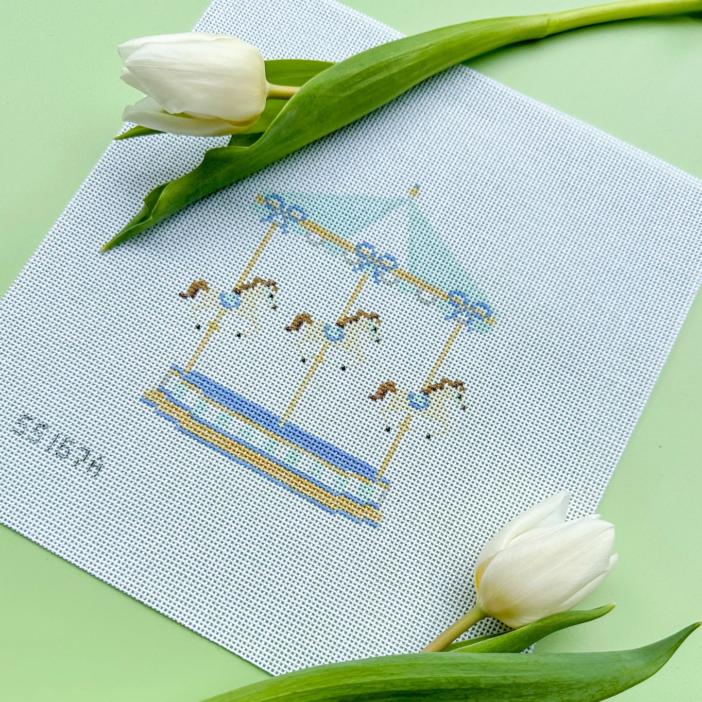 Blue Baby Carousel Needlepoint Canvas