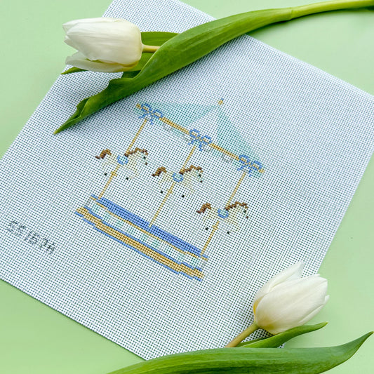 Blue Baby Carousel Needlepoint Canvas