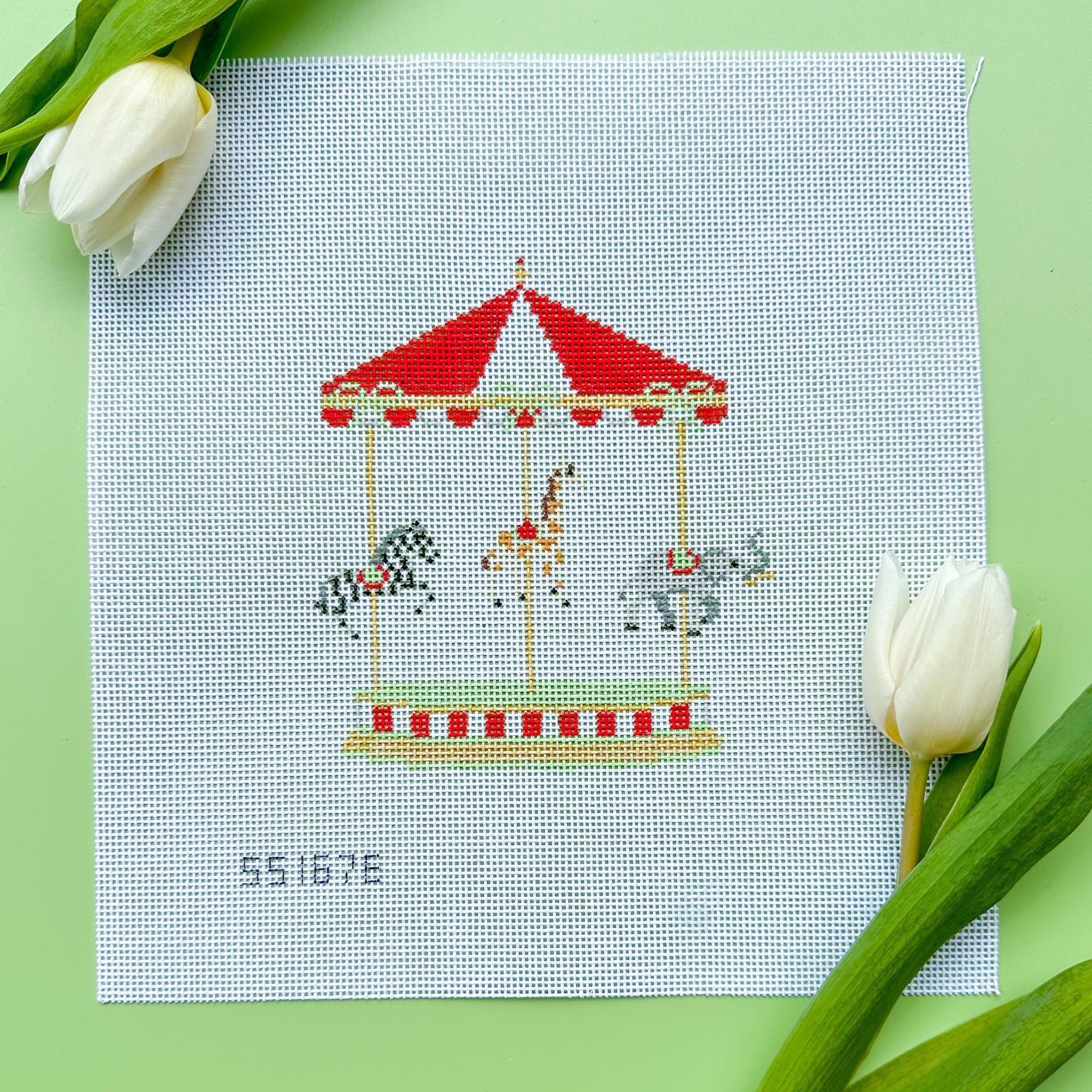 Circus Carousel Needlepoint Canvas – Solo Daughter Stitchery