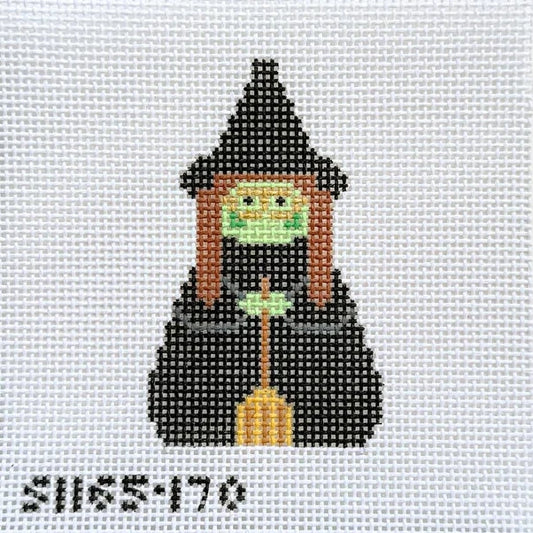 Green Face Witch Stitch-It Angel Needlepoint Canvas