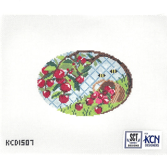 At the Orchard Oval Needlepoint Canvas