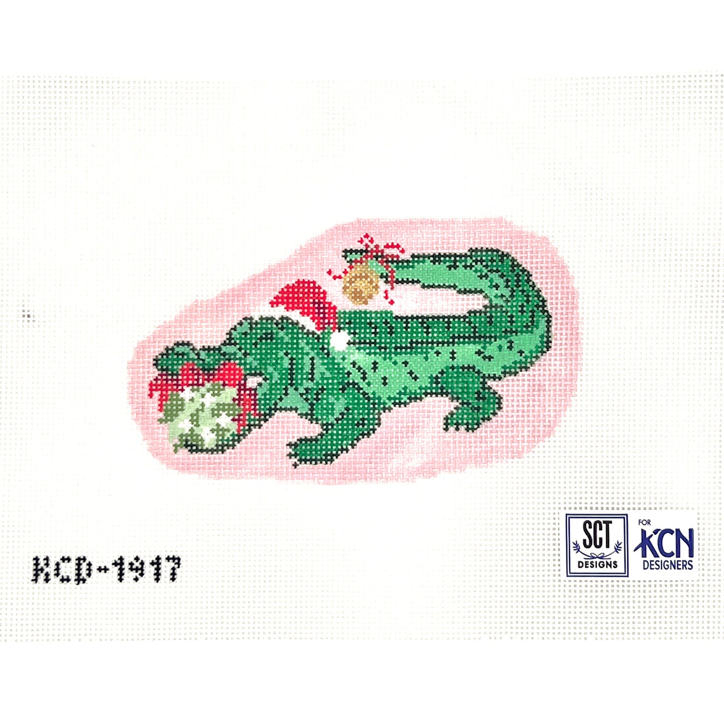 Holiday Alligator Needlepoint Canvas