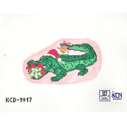 Holiday Alligator Needlepoint Canvas