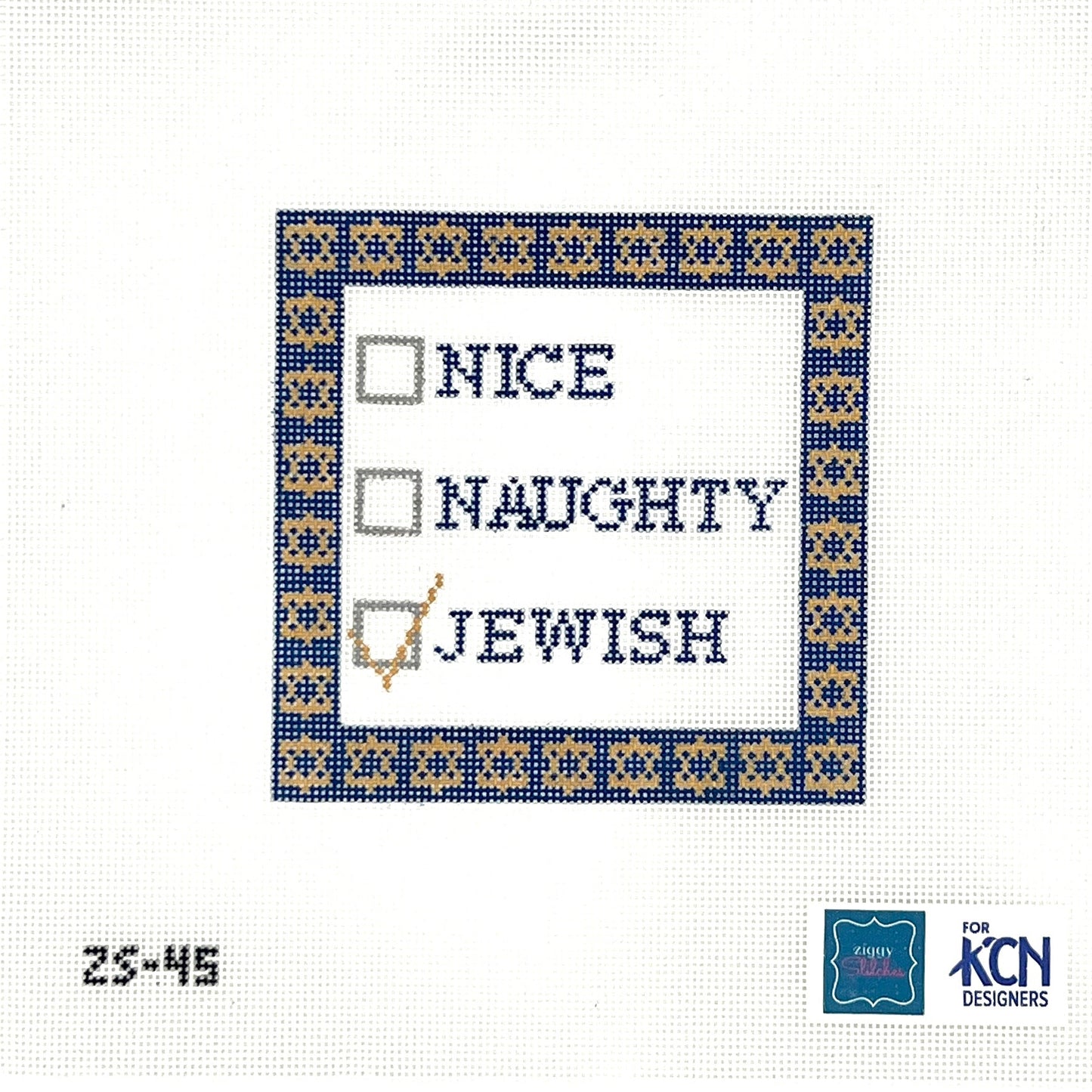 Naughty Nice Jewish Needlepoint Canvas