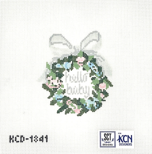 Hello Baby Wreath Needlepoint Canvas