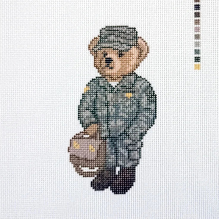 Army Bear Needlepoint Canvas