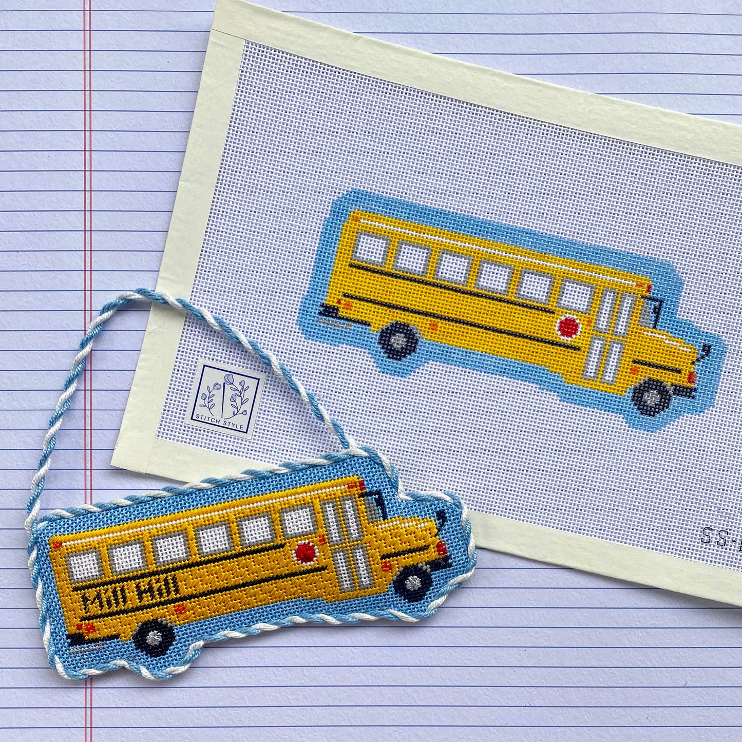 School Bus Needlepoint Canvas & Stitch Guide