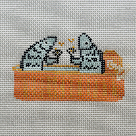 Sipping Sardines Needlepoint Canvas