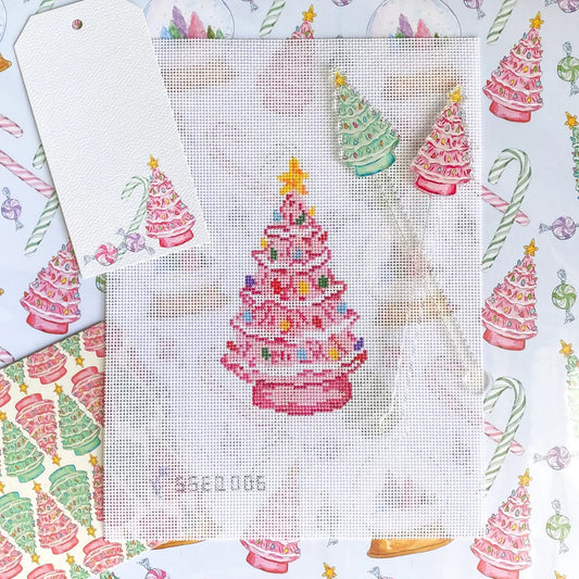 Pink Ceramic Tree Needlepoint Canvas