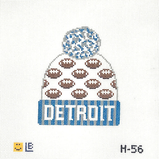 Detroit Football Beanie Needlepoint Canvas