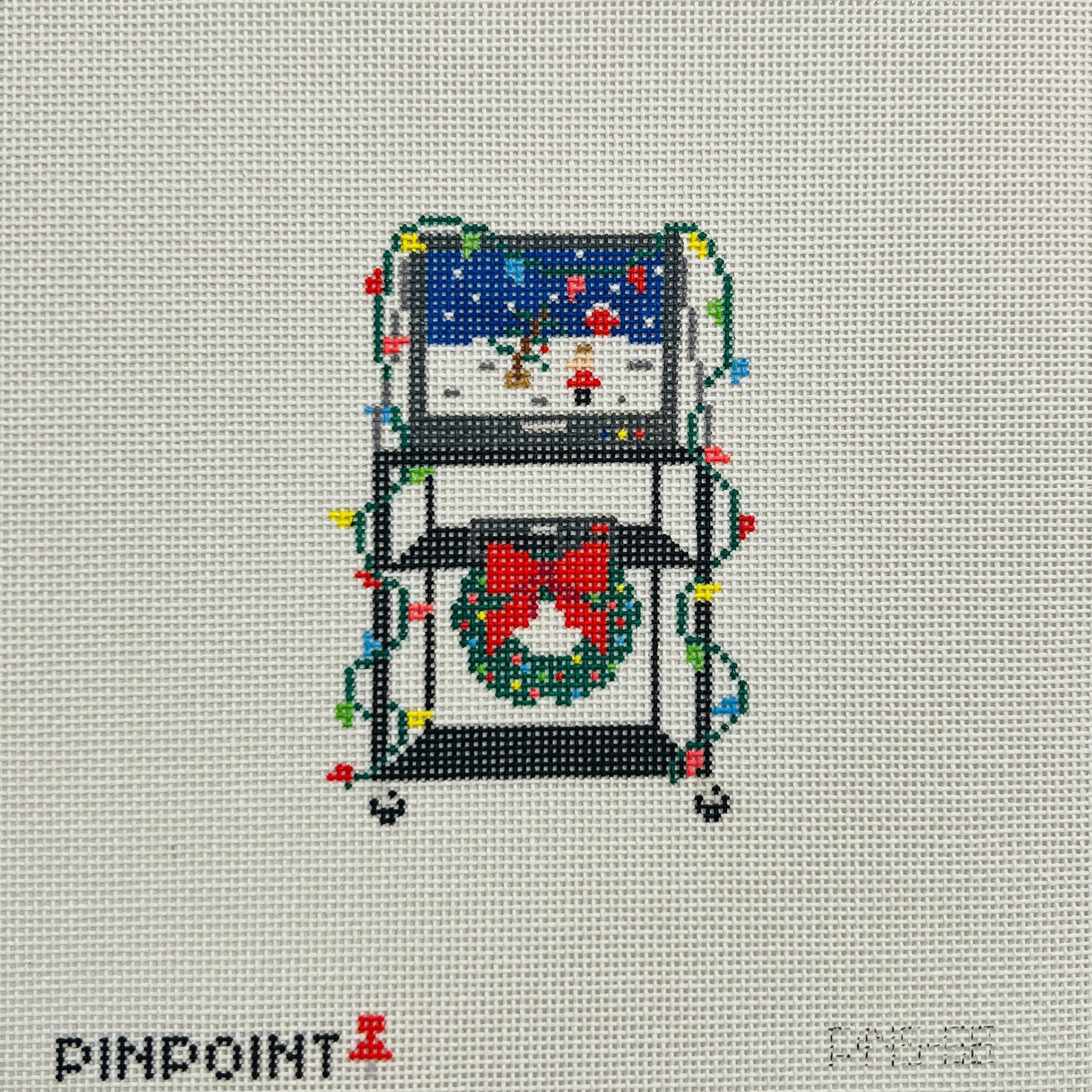 Christmas TV Cart Needlepoint Canvas