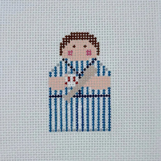 Striped Baseball Boy Stitch-It Angel Needlepoint Canvas