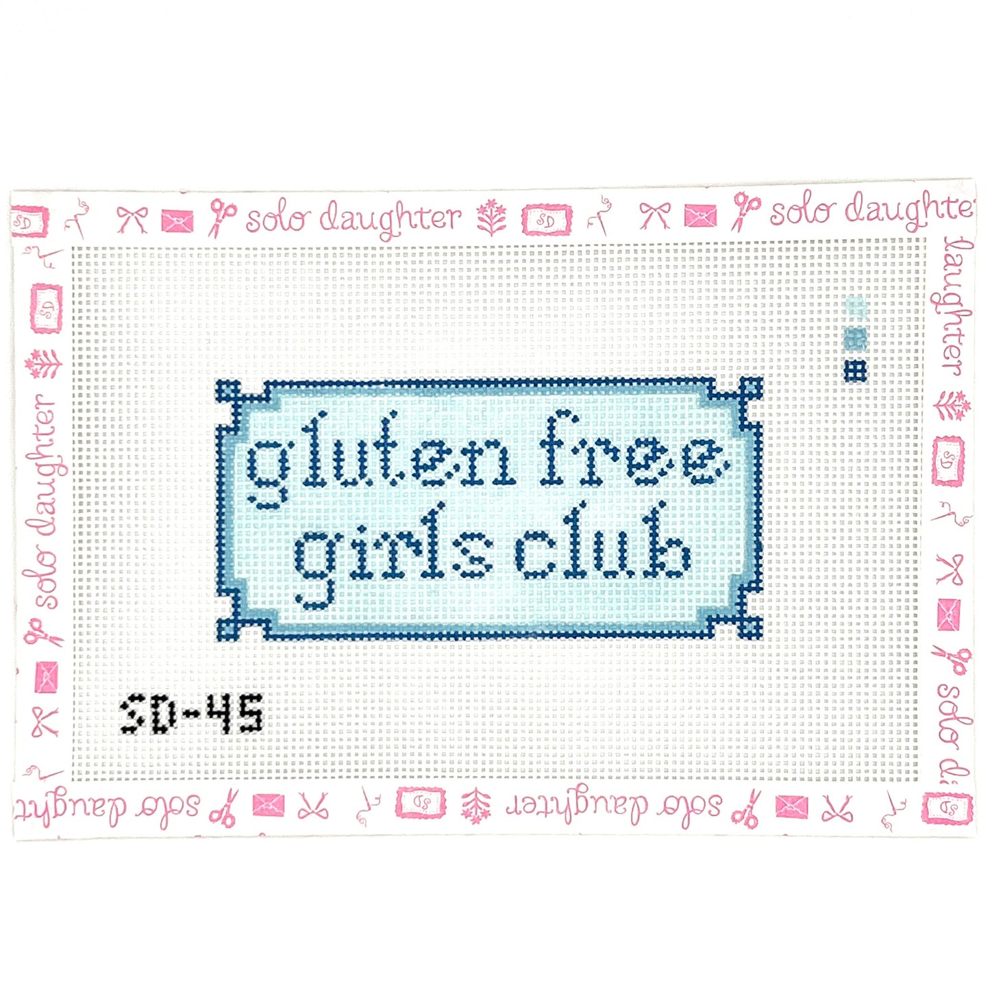 Blue Gluten Free Girls Club Needlepoint Canvas