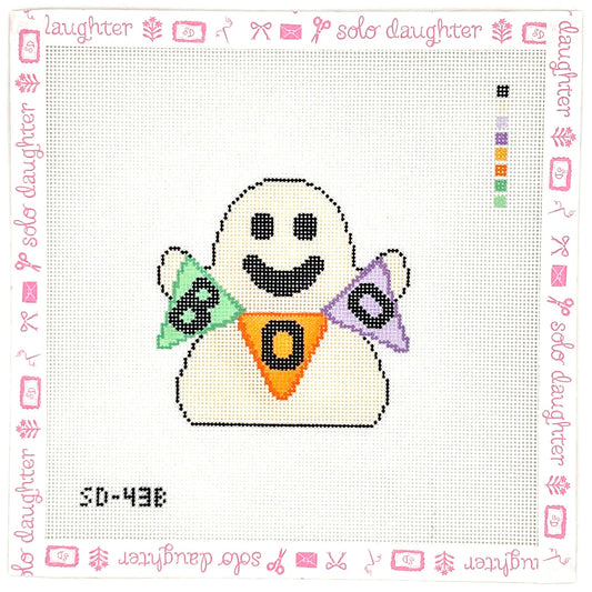Ghost with Multi-Color Boo Sign Needlepoint Canvas