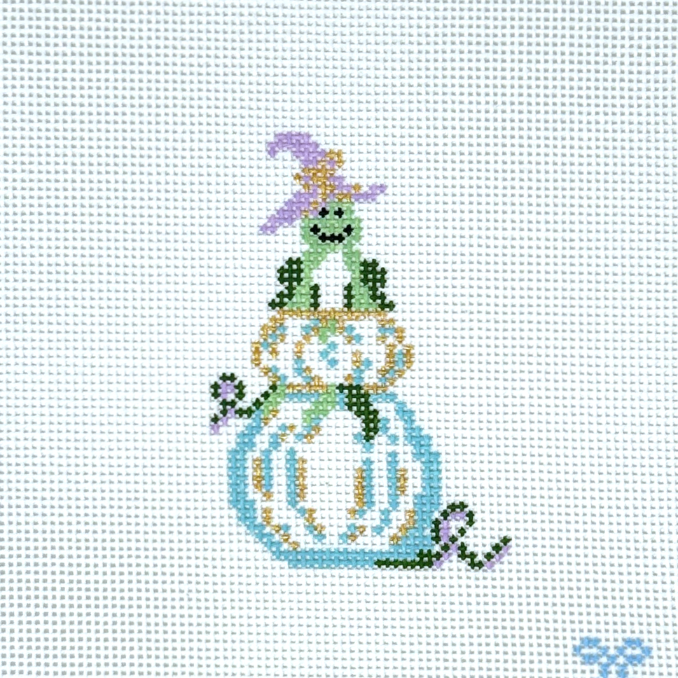 Frog on Pumpkins Needlepoint Canvas
