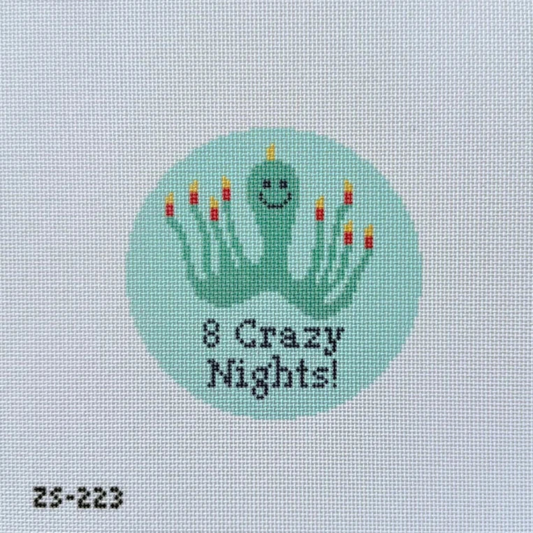 Eight Crazy Nights Round Needlepoint Canvas