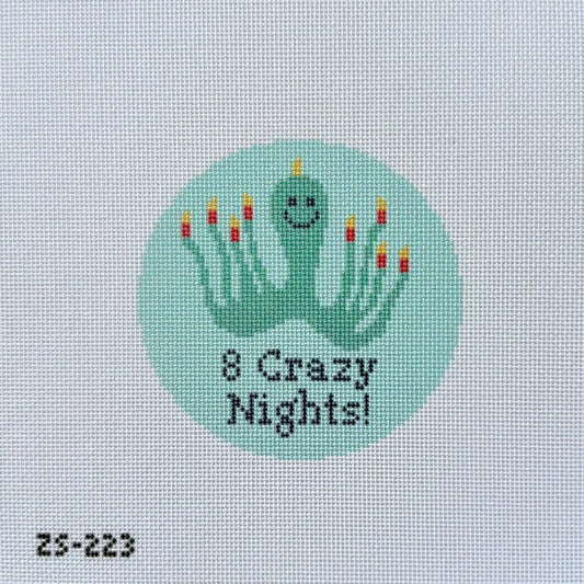Eight Crazy Nights Round Needlepoint Canvas