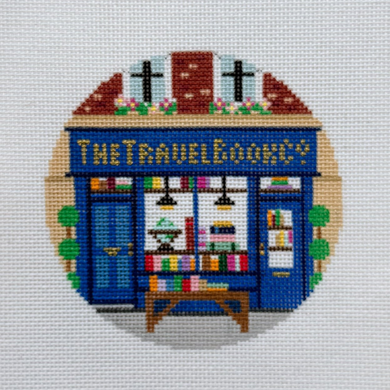 Travel Book Co Round Needlepoint Canvas
