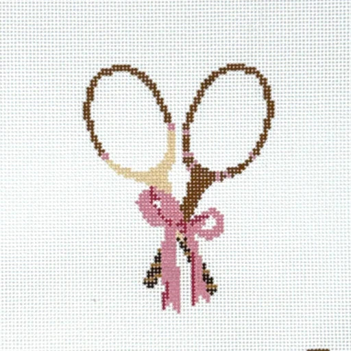 Tennis Rackets with Bow Needlepoint Canvas